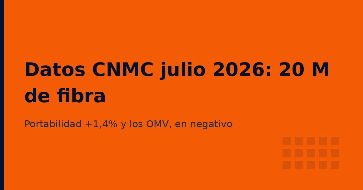Datos CNMC julio 2026: la banda ancha supera los 20 millones y los OMV pierden saldo